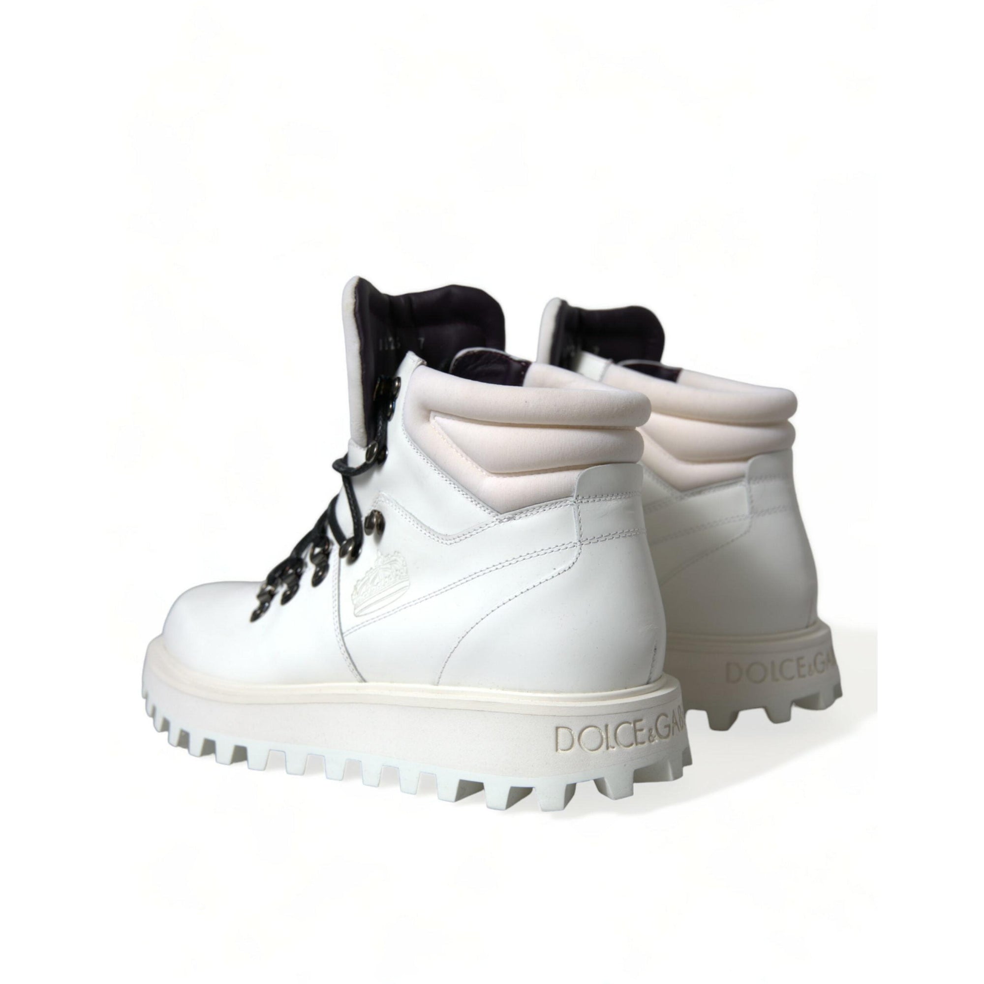 Dolce & Gabbana Elegant White Leather Ankle Boots