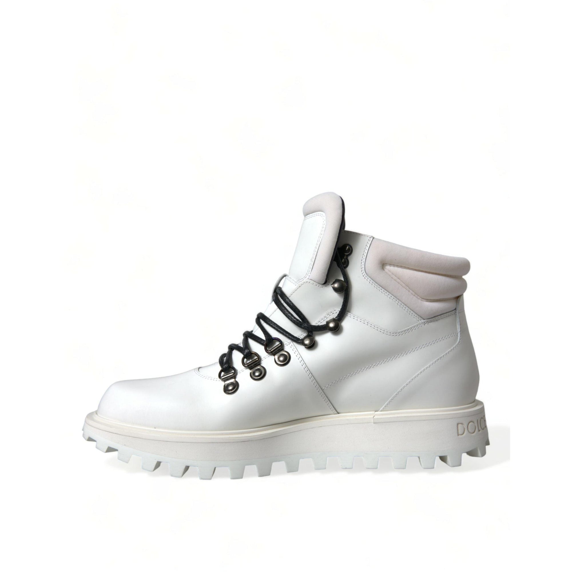 Dolce & Gabbana Elegant White Leather Ankle Boots