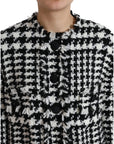 Dolce & Gabbana Elegant Houndstooth Long Trench Coat