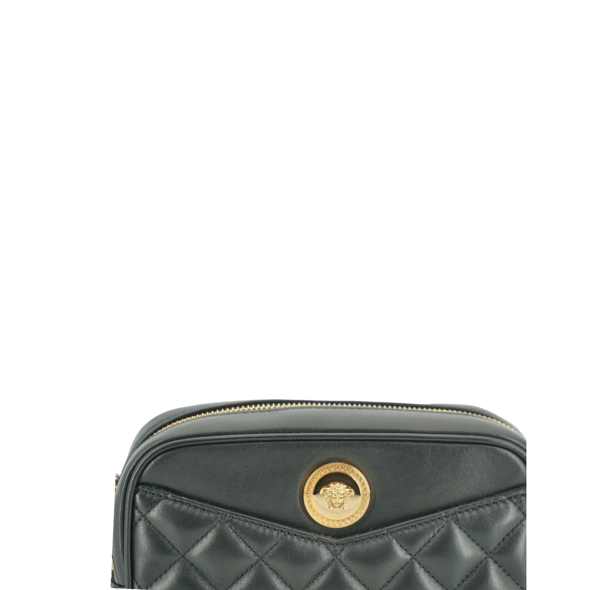 Versace Elegant Small Black Leather Crossbody Bag