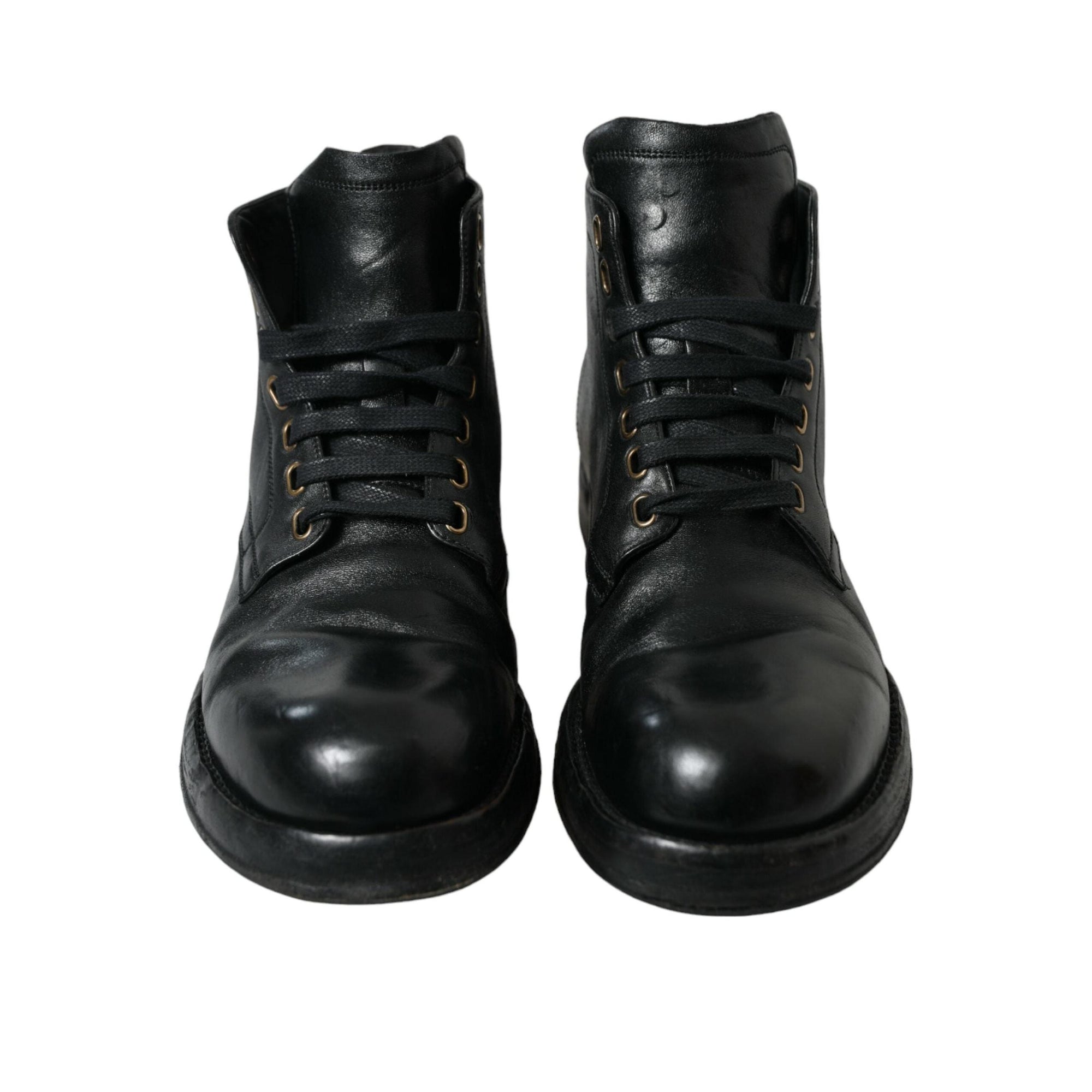 Dolce & Gabbana Elegant Black Horse Leather Ankle Boots