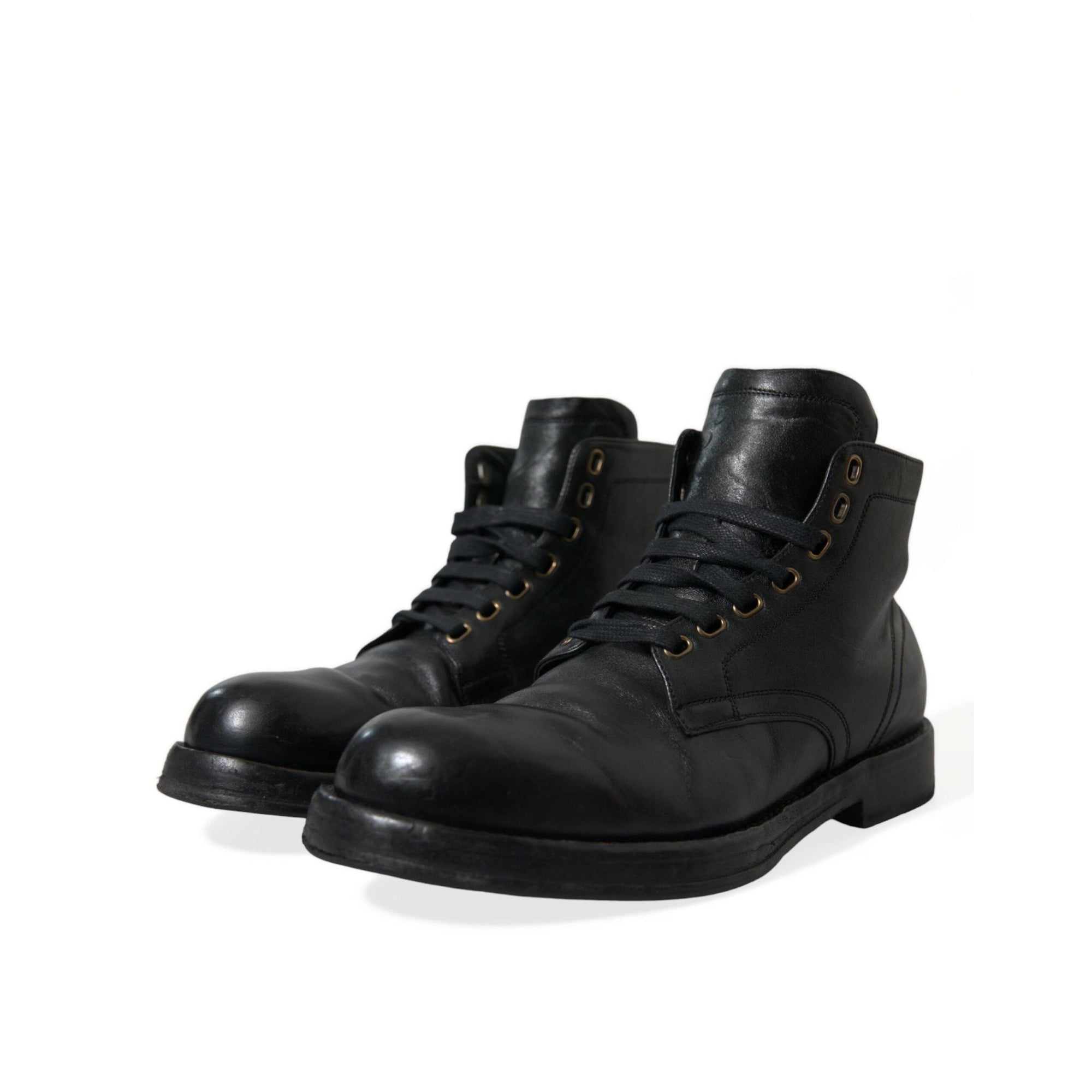 Dolce & Gabbana Elegant Black Horse Leather Ankle Boots