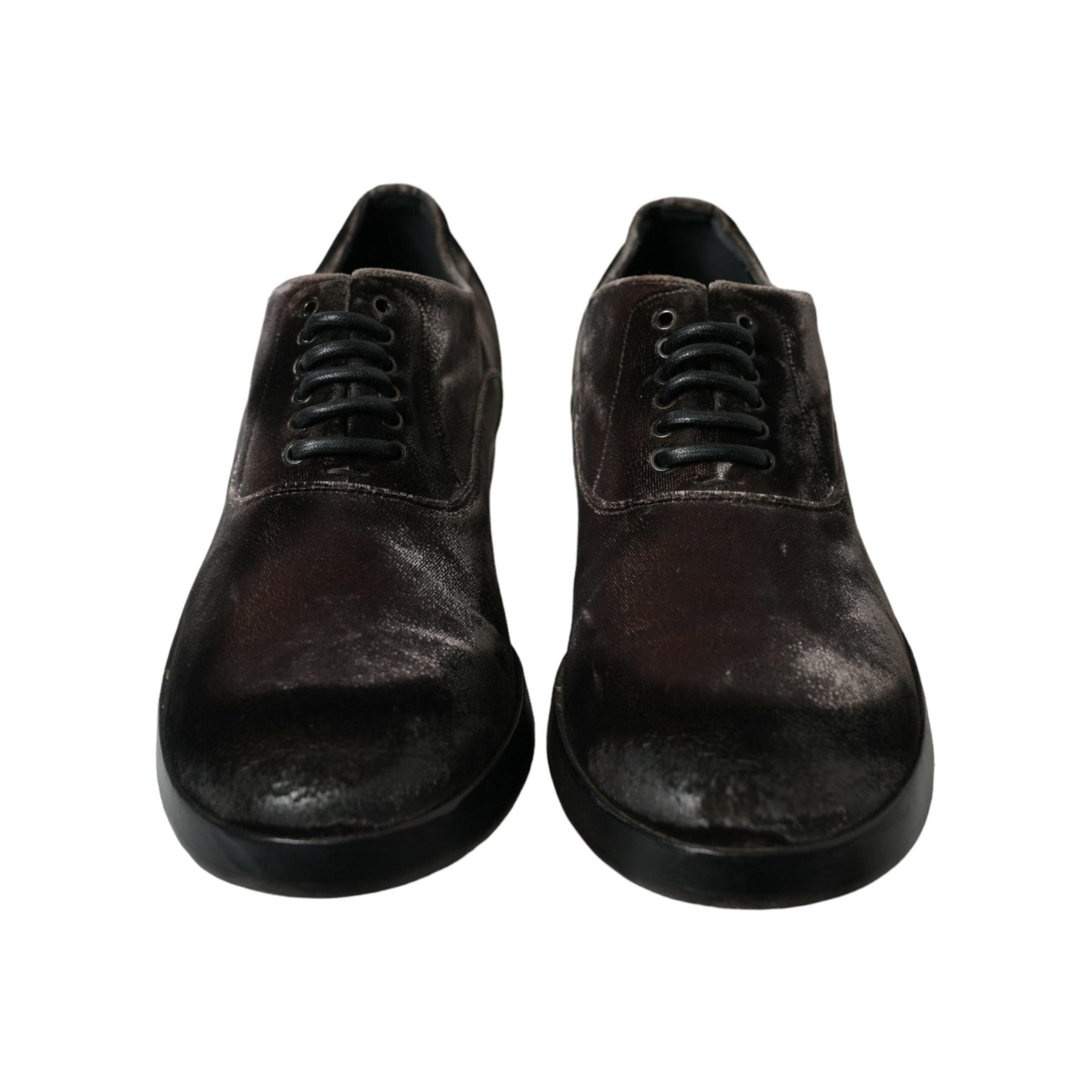 Dolce & Gabbana Elegant Brown Velvet Oxford Lace-up Shoes