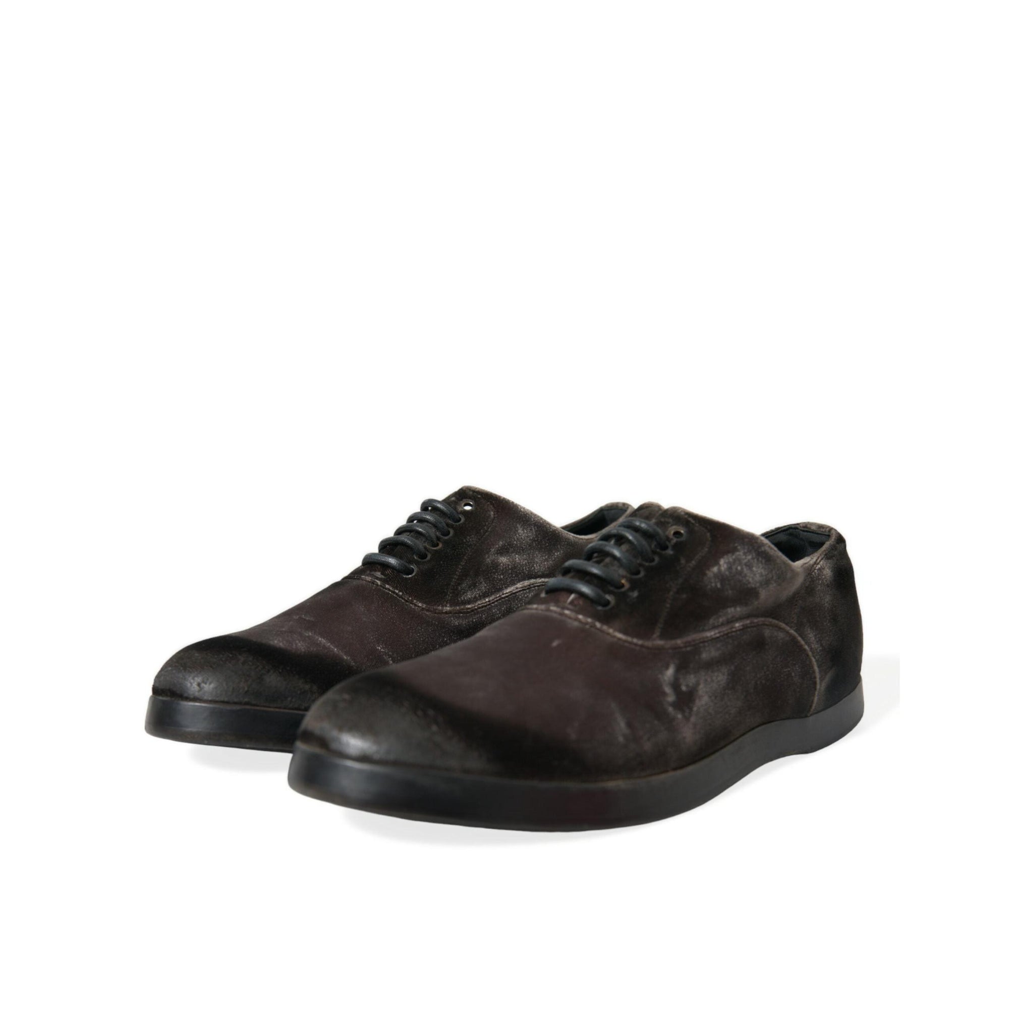 Dolce & Gabbana Elegant Brown Velvet Oxford Lace-up Shoes