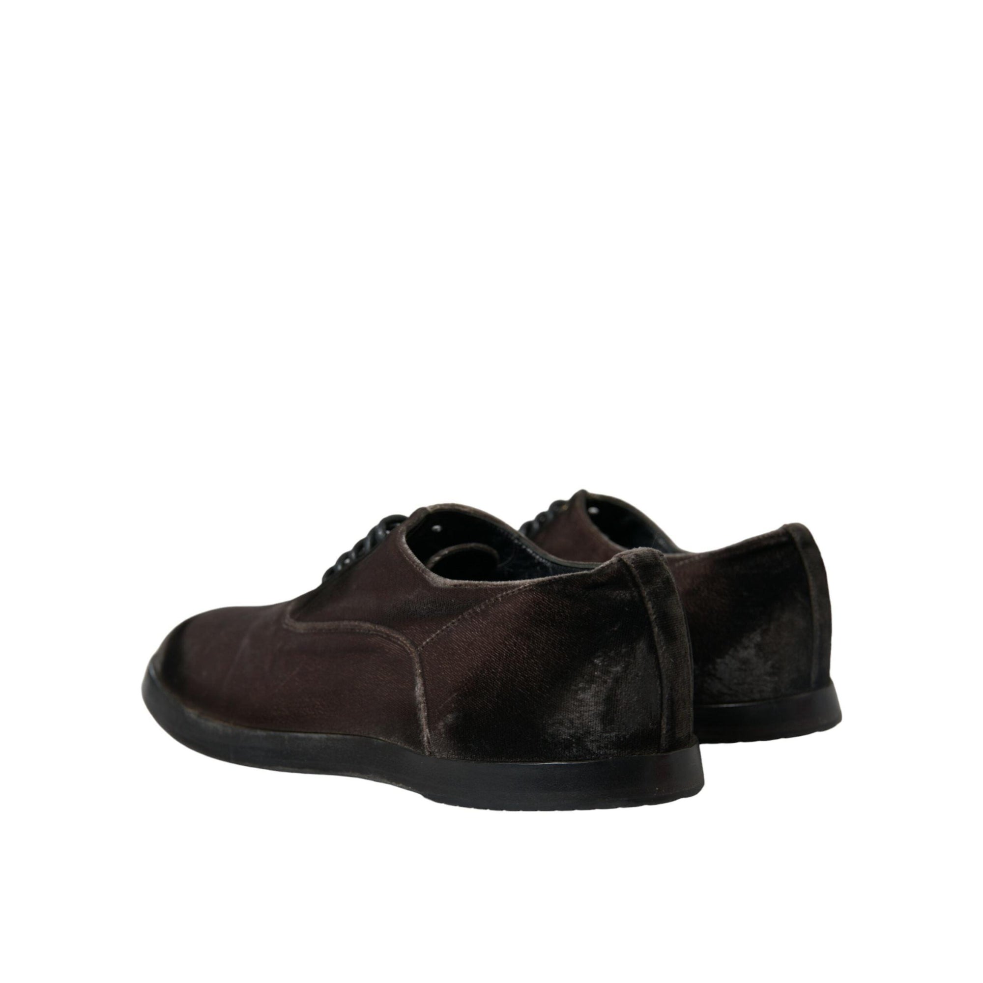 Dolce & Gabbana Elegant Brown Velvet Oxford Lace-up Shoes