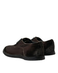 Dolce & Gabbana Elegant Brown Velvet Oxford Lace-up Shoes