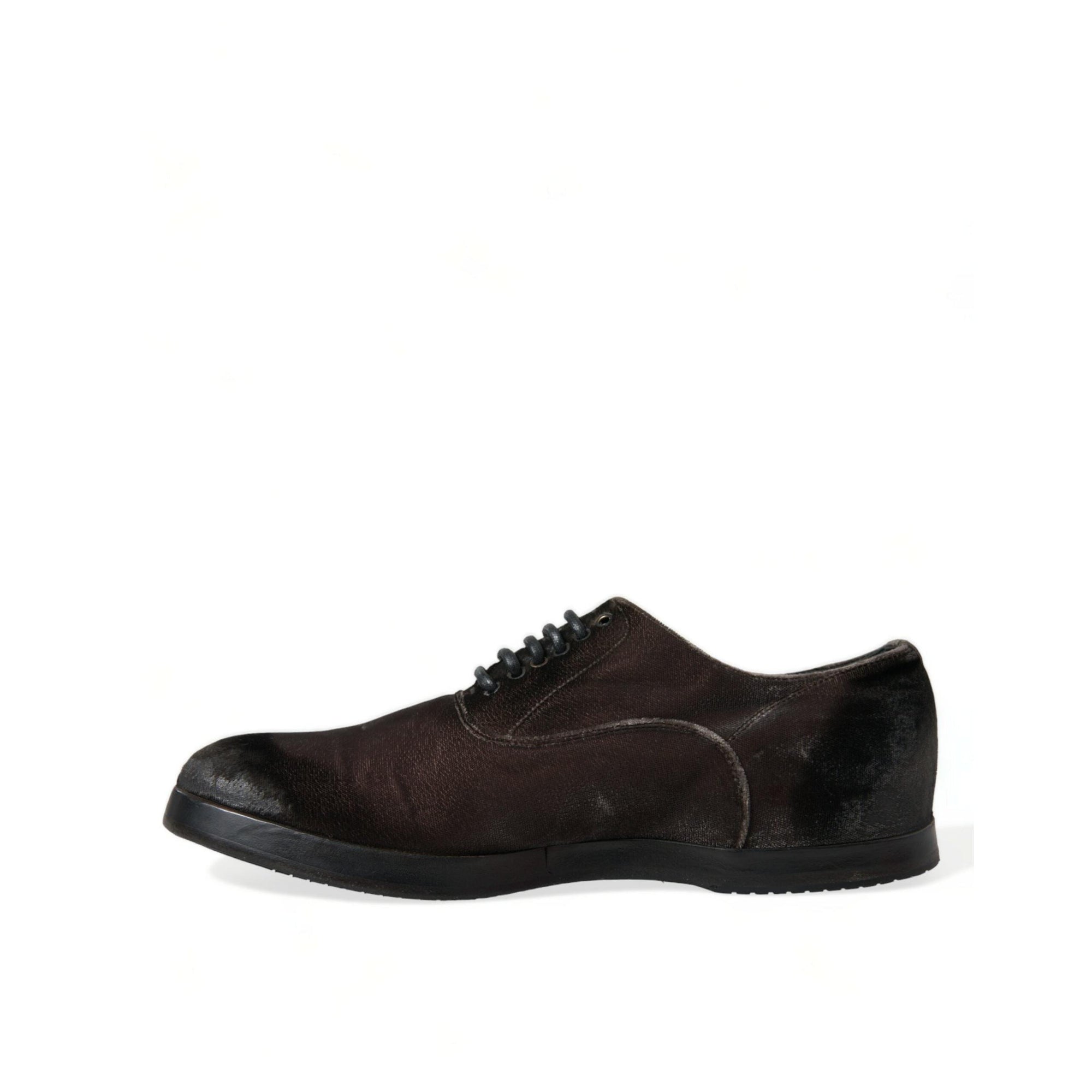 Dolce & Gabbana Elegant Brown Velvet Oxford Lace-up Shoes
