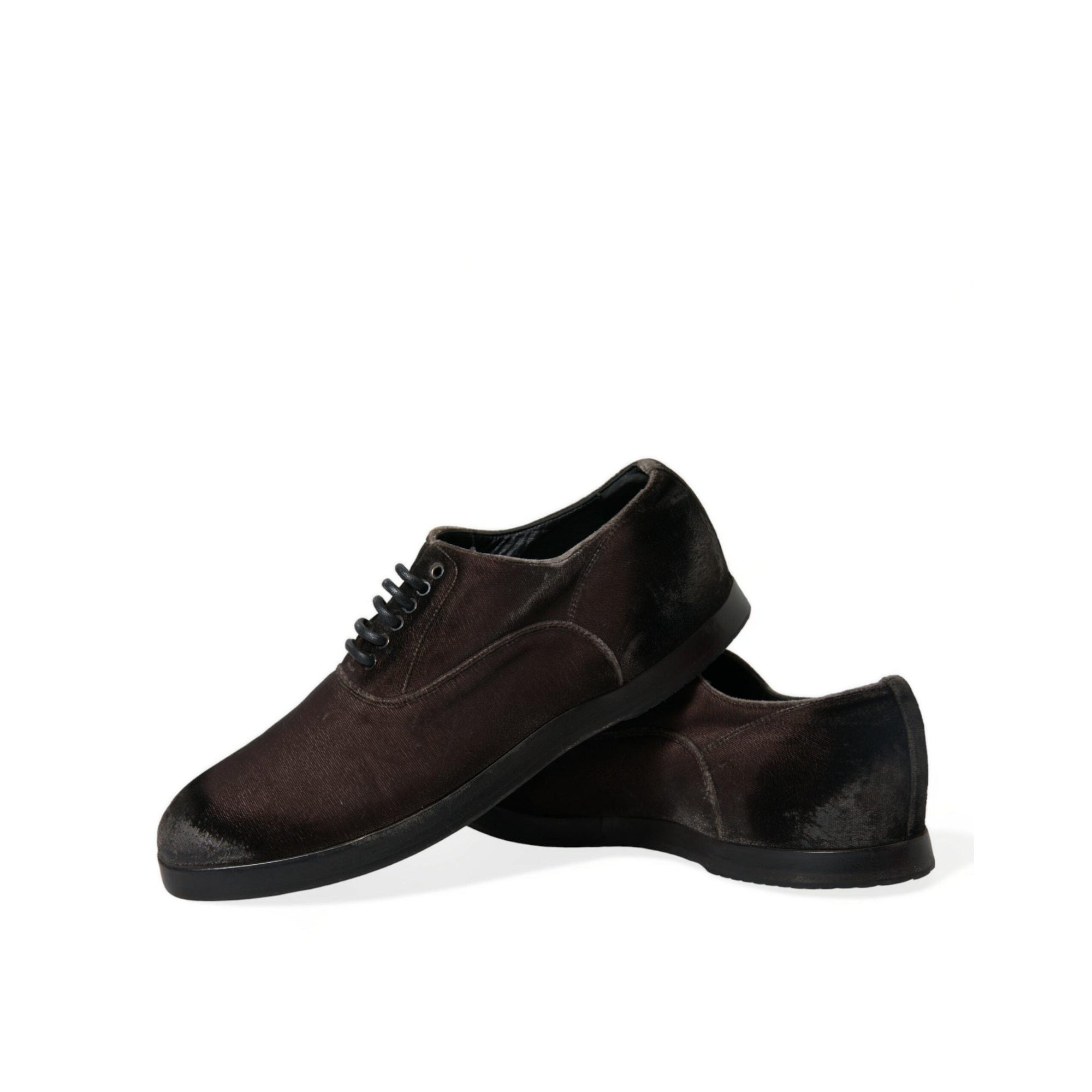 Dolce & Gabbana Elegant Brown Velvet Oxford Lace-up Shoes