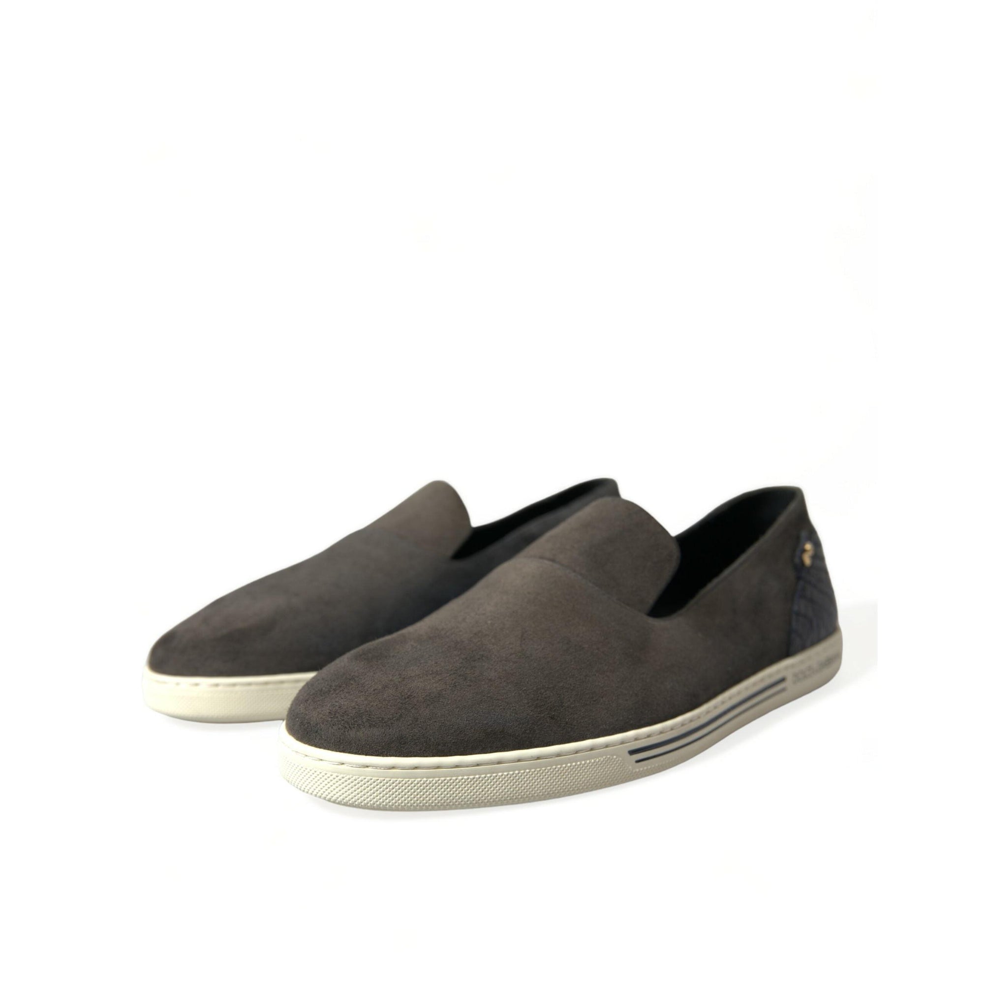 Dolce & Gabbana Elegant Blue Suede & Crocodile Slippers