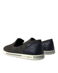 Dolce & Gabbana Elegant Blue Suede & Crocodile Slippers