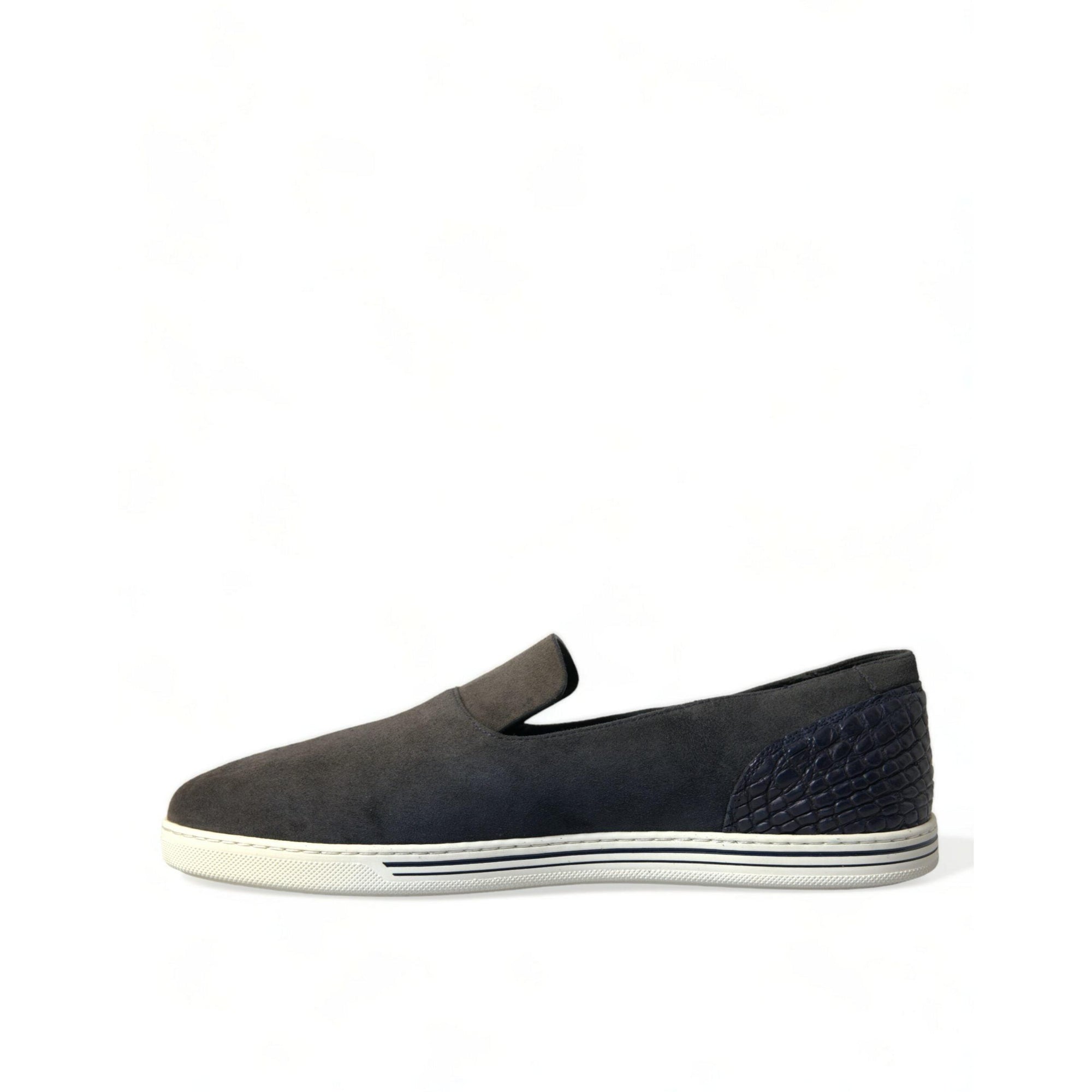 Dolce & Gabbana Elegant Blue Suede & Crocodile Slippers