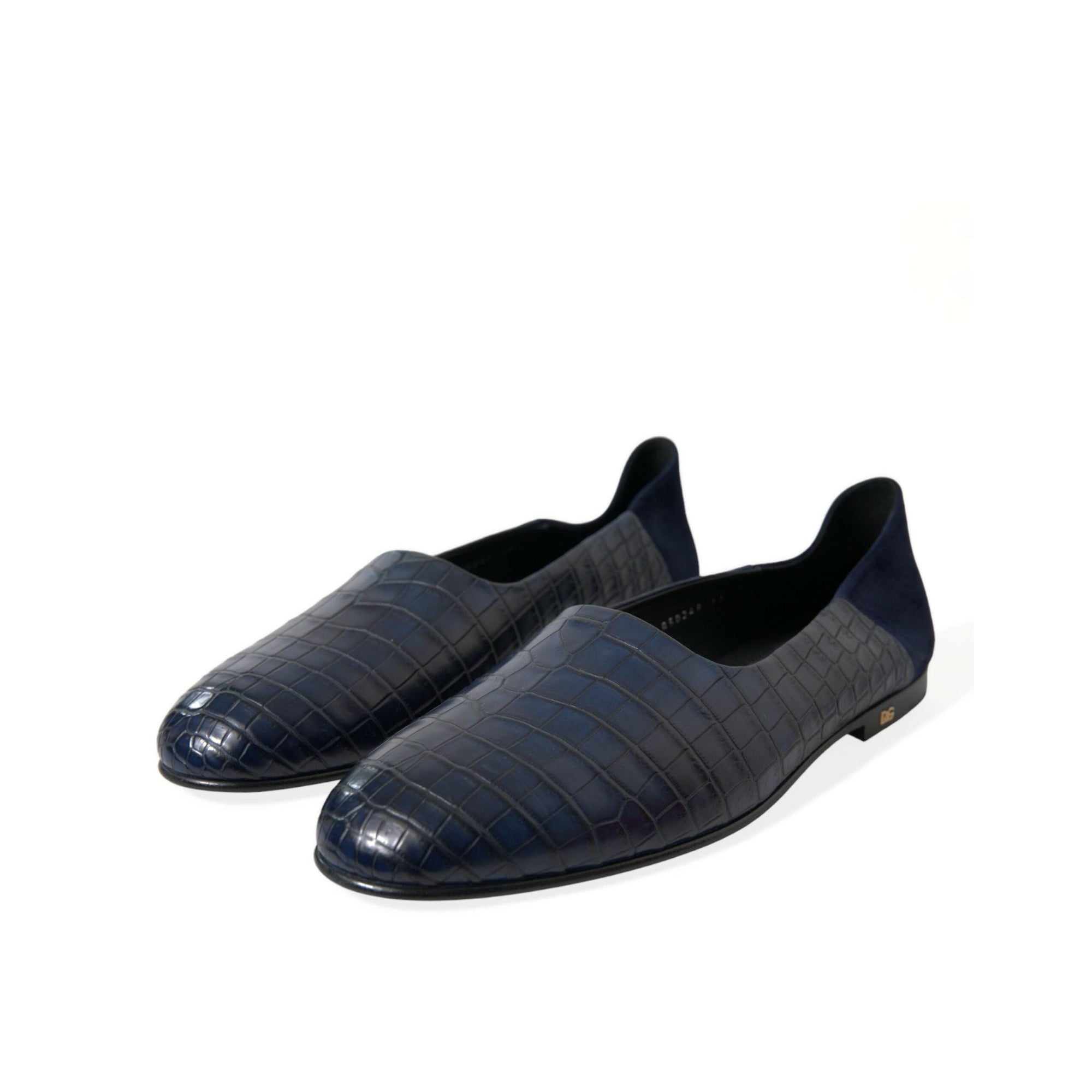 Dolce & Gabbana Elegant Blue Crocodile Leather Loafers