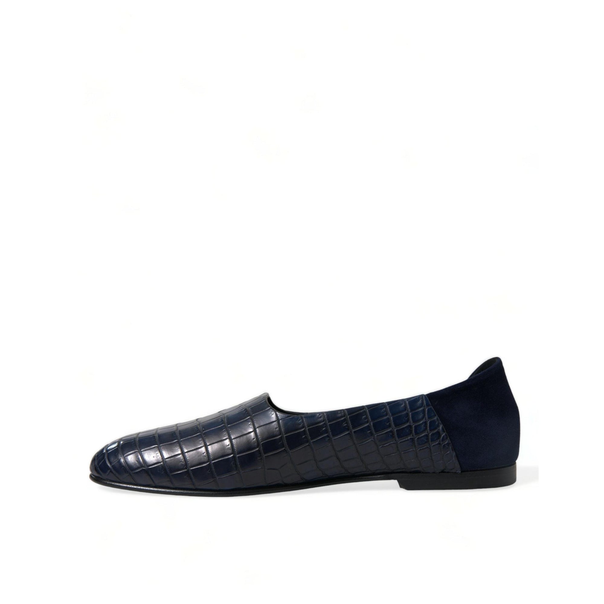 Dolce & Gabbana Elegant Blue Crocodile Leather Loafers