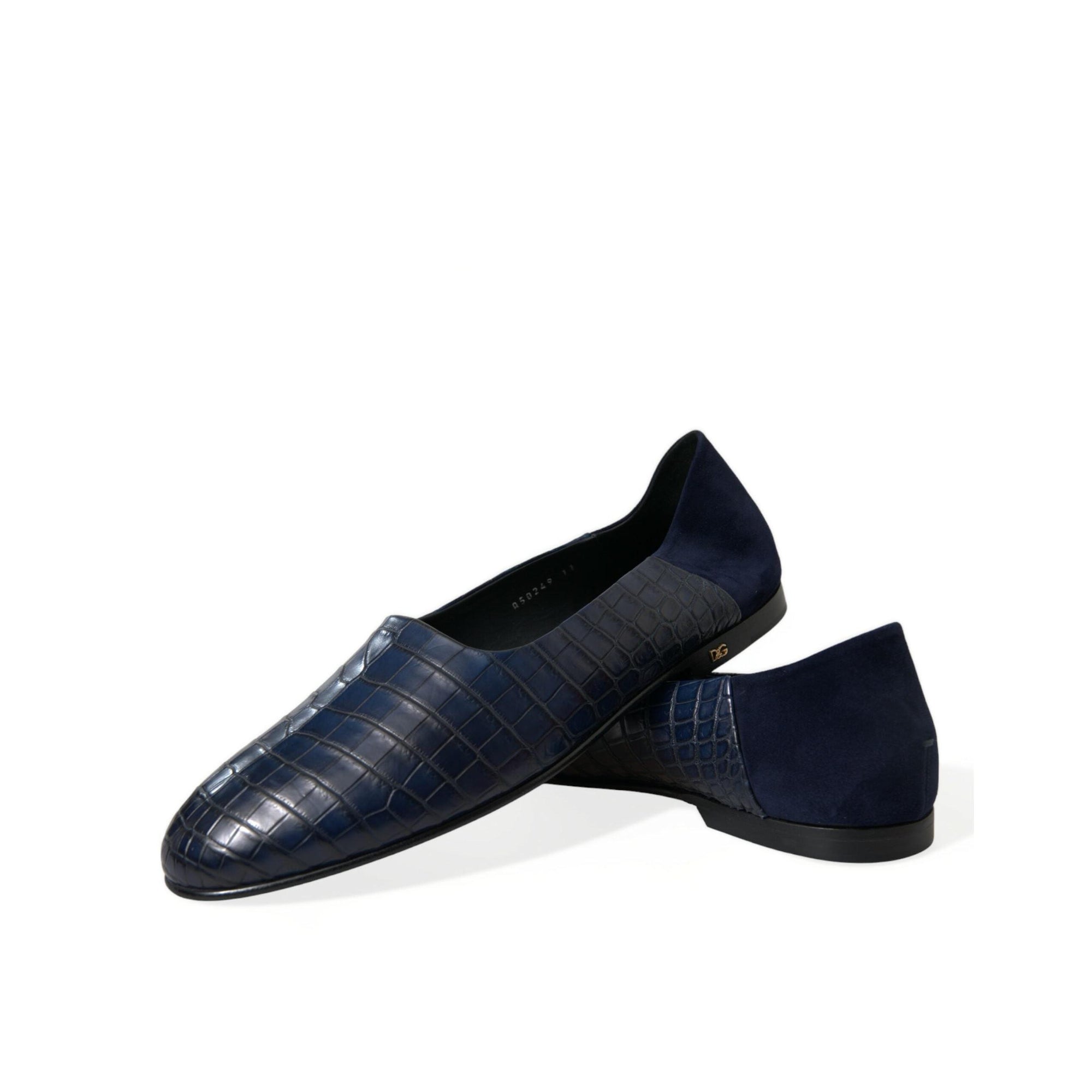 Dolce & Gabbana Elegant Blue Crocodile Leather Loafers