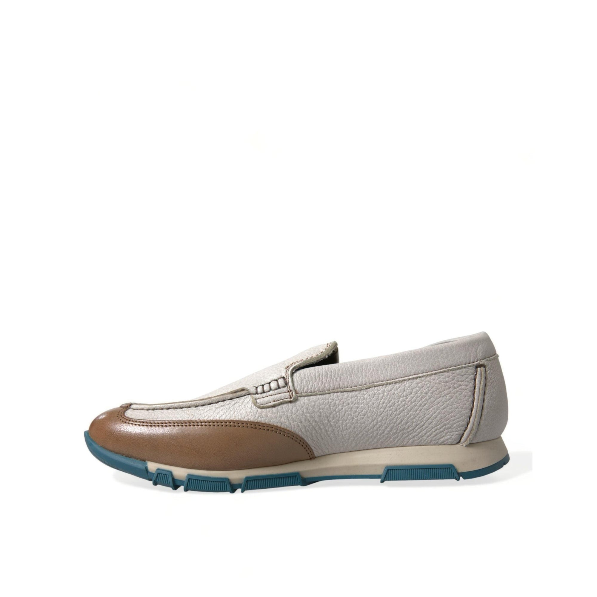 Dolce & Gabbana Elegant White Deerskin Loafers