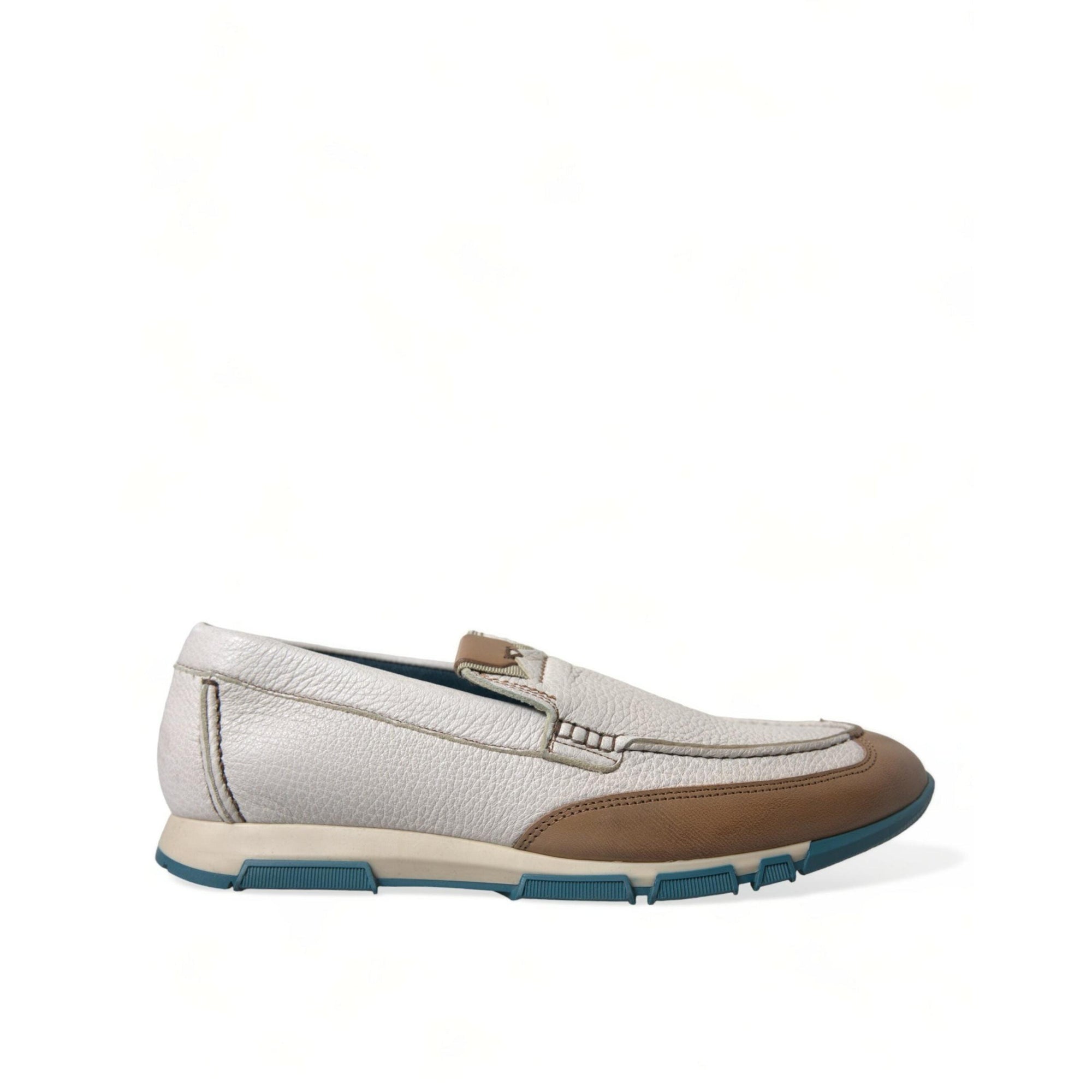 Dolce & Gabbana Elegant White Deerskin Loafers