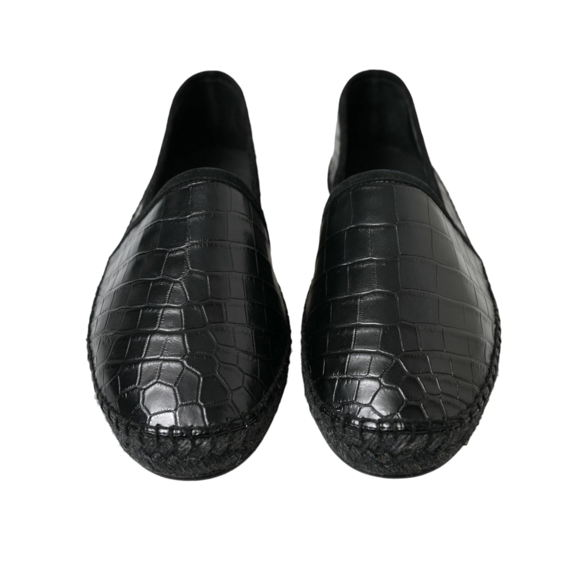 Dolce & Gabbana Exotic Black Leather Espadrilles