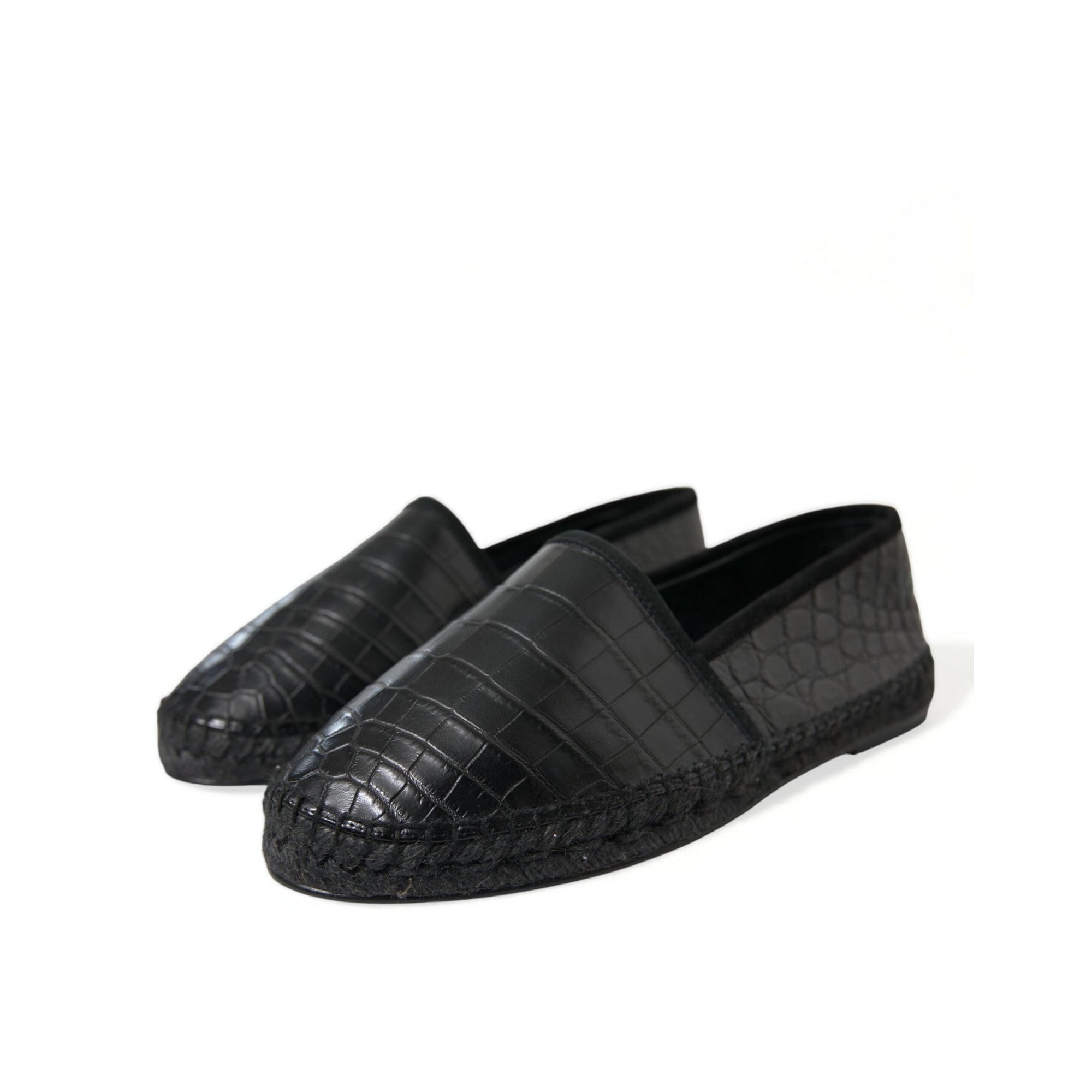 Dolce & Gabbana Exotic Black Leather Espadrilles