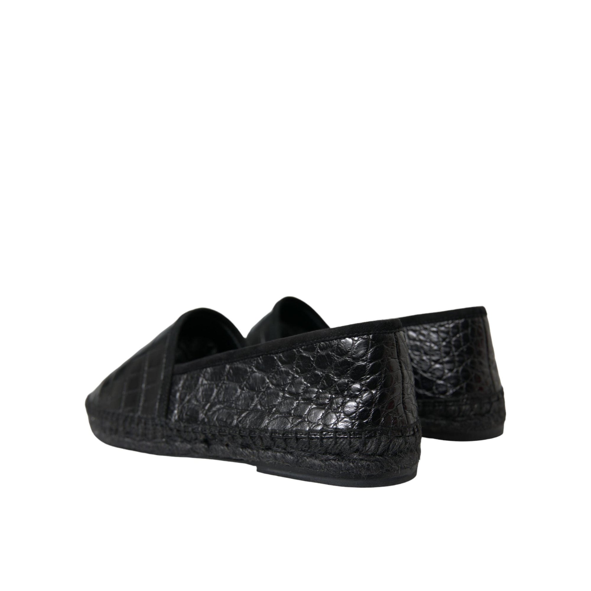 Dolce & Gabbana Exotic Black Leather Espadrilles