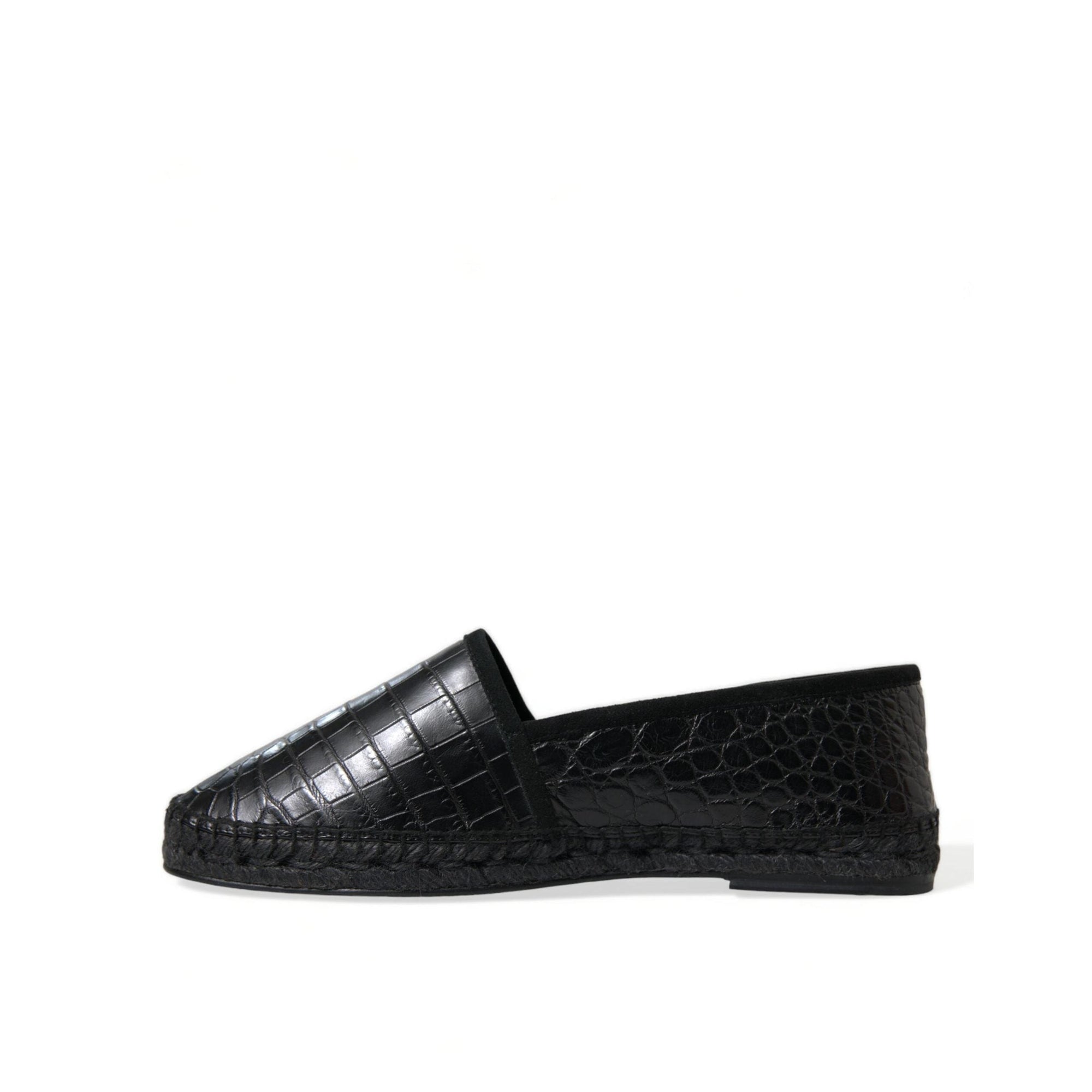 Dolce & Gabbana Exotic Black Leather Espadrilles