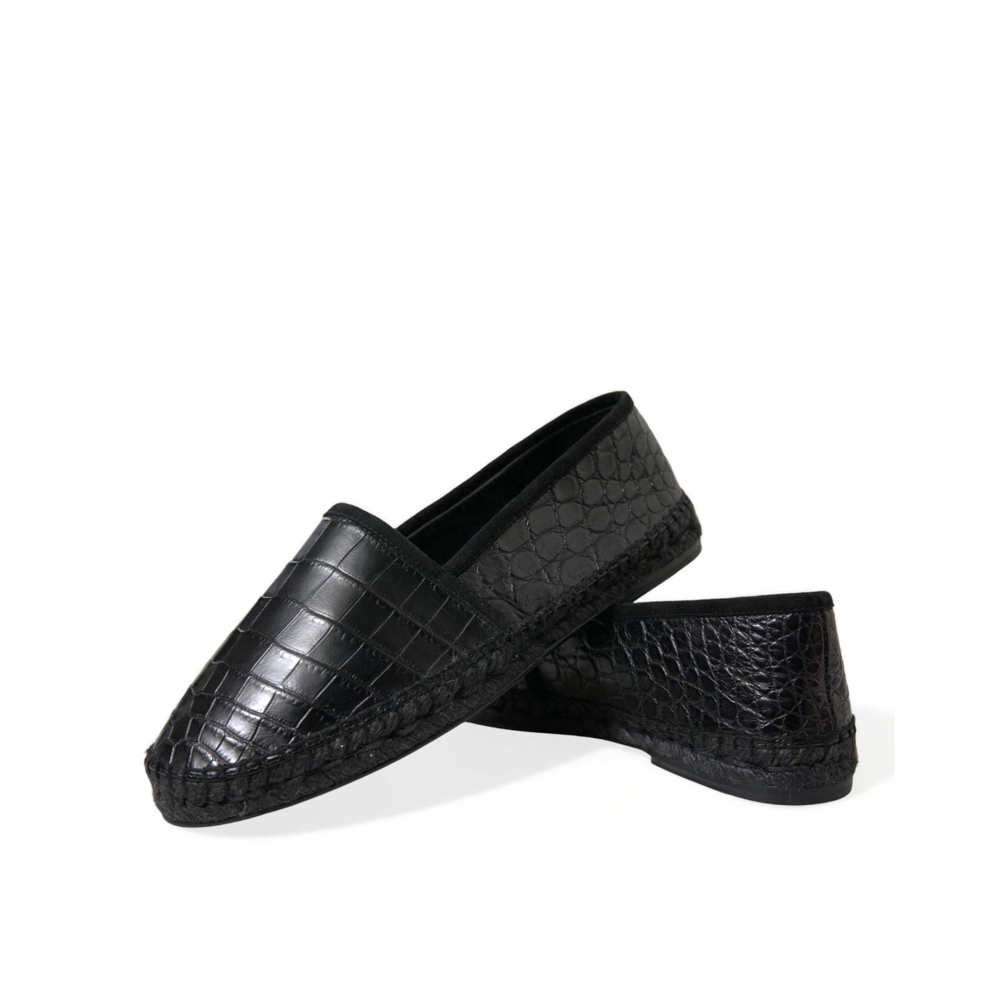 Dolce & Gabbana Exotic Black Leather Espadrilles