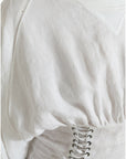 Dolce & Gabbana Elegant White Lace-Up Corset Cropped Top