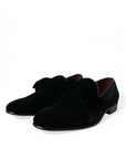 Dolce & Gabbana Elegant Black Velvet Loafers - Men's Luxury Footwear