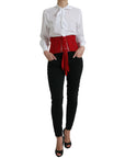 Dolce & Gabbana Silk Corset Waist Belt in Fiery Red