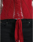 Dolce & Gabbana Silk Corset Waist Belt in Fiery Red