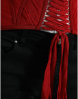 Dolce & Gabbana Silk Corset Waist Belt in Fiery Red