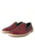 Dolce & Gabbana Red Sequined Leather Loafers