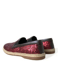 Dolce & Gabbana Red Sequined Leather Loafers
