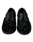 Dolce & Gabbana Elegant Black Fur Derby Dress Shoes for Men