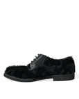 Dolce & Gabbana Elegant Black Fur Derby Dress Shoes for Men