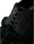 Dolce & Gabbana Elegant Black Fur Derby Dress Shoes for Men