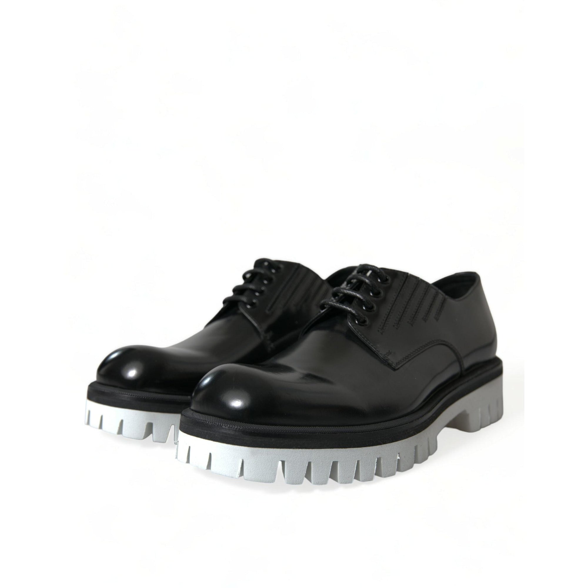 Dolce & Gabbana Sophisticated Black and White Leather Derby Shoes