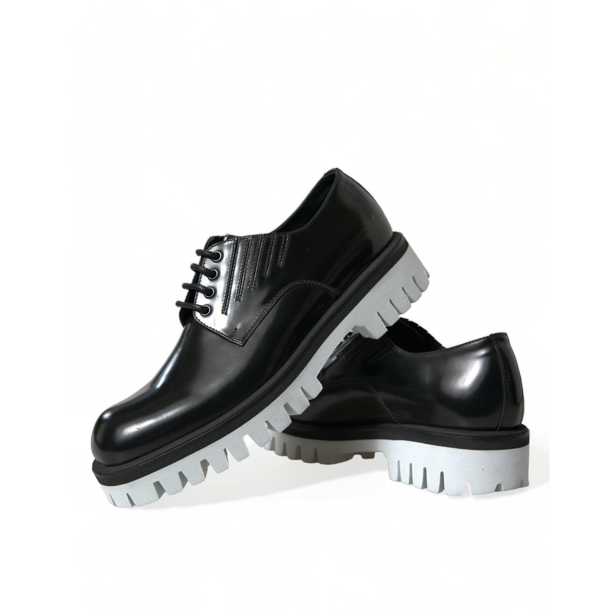 Dolce & Gabbana Sophisticated Black and White Leather Derby Shoes