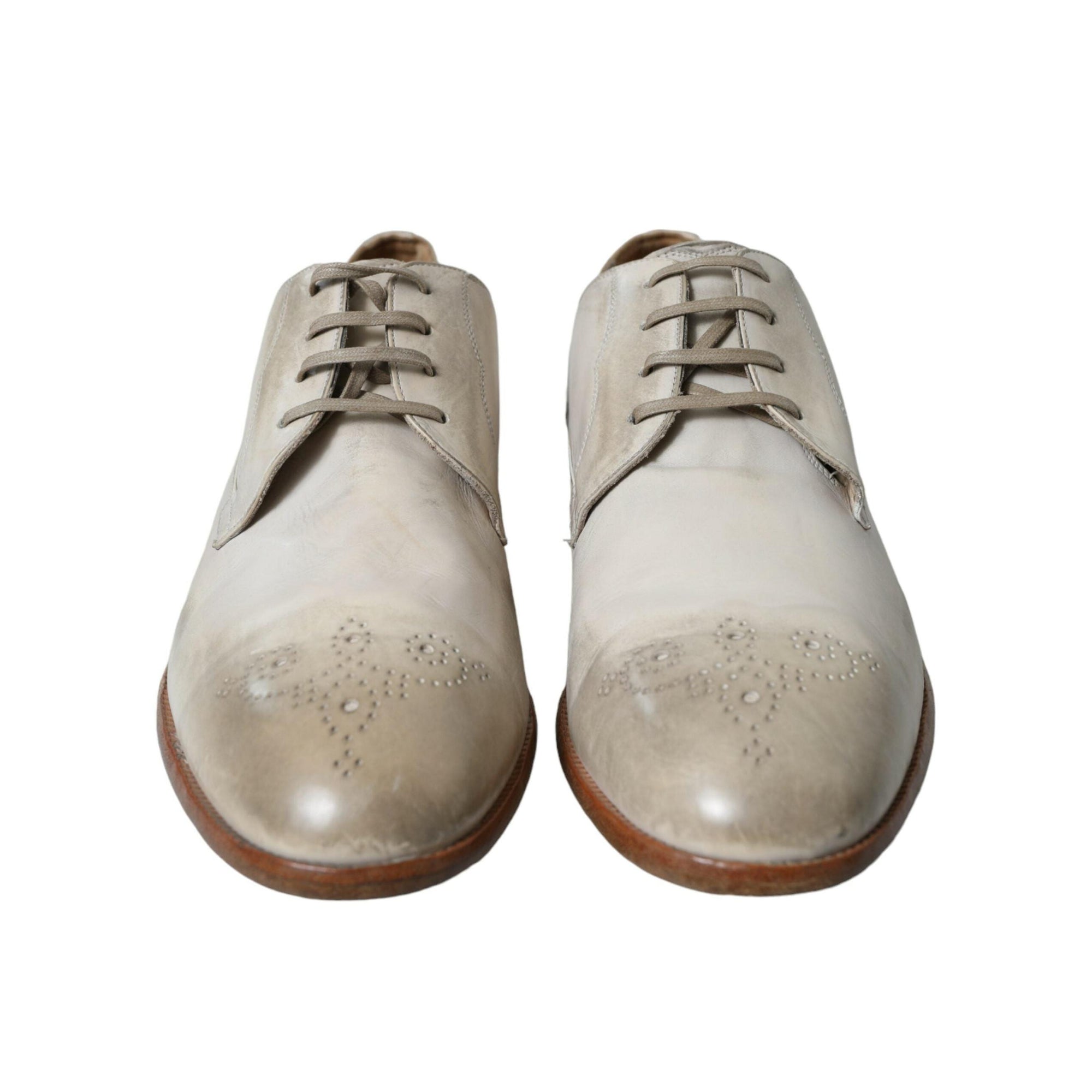 Dolce & Gabbana Elegant White Calfskin Derby Shoes
