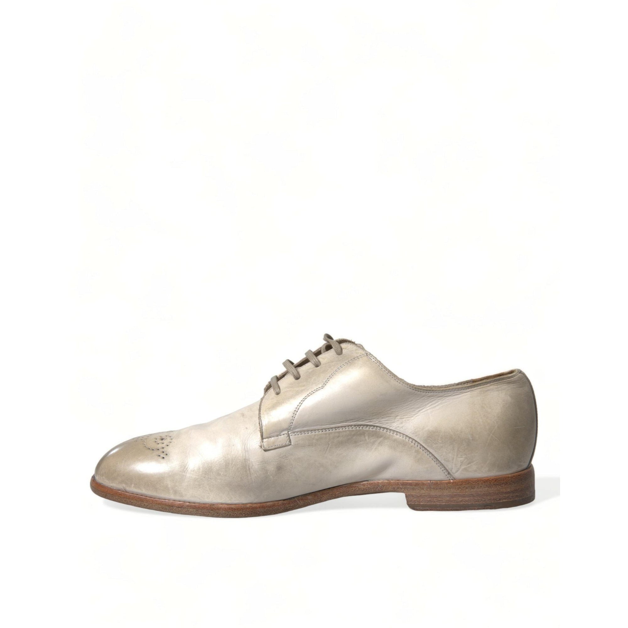 Dolce & Gabbana Elegant White Calfskin Derby Shoes