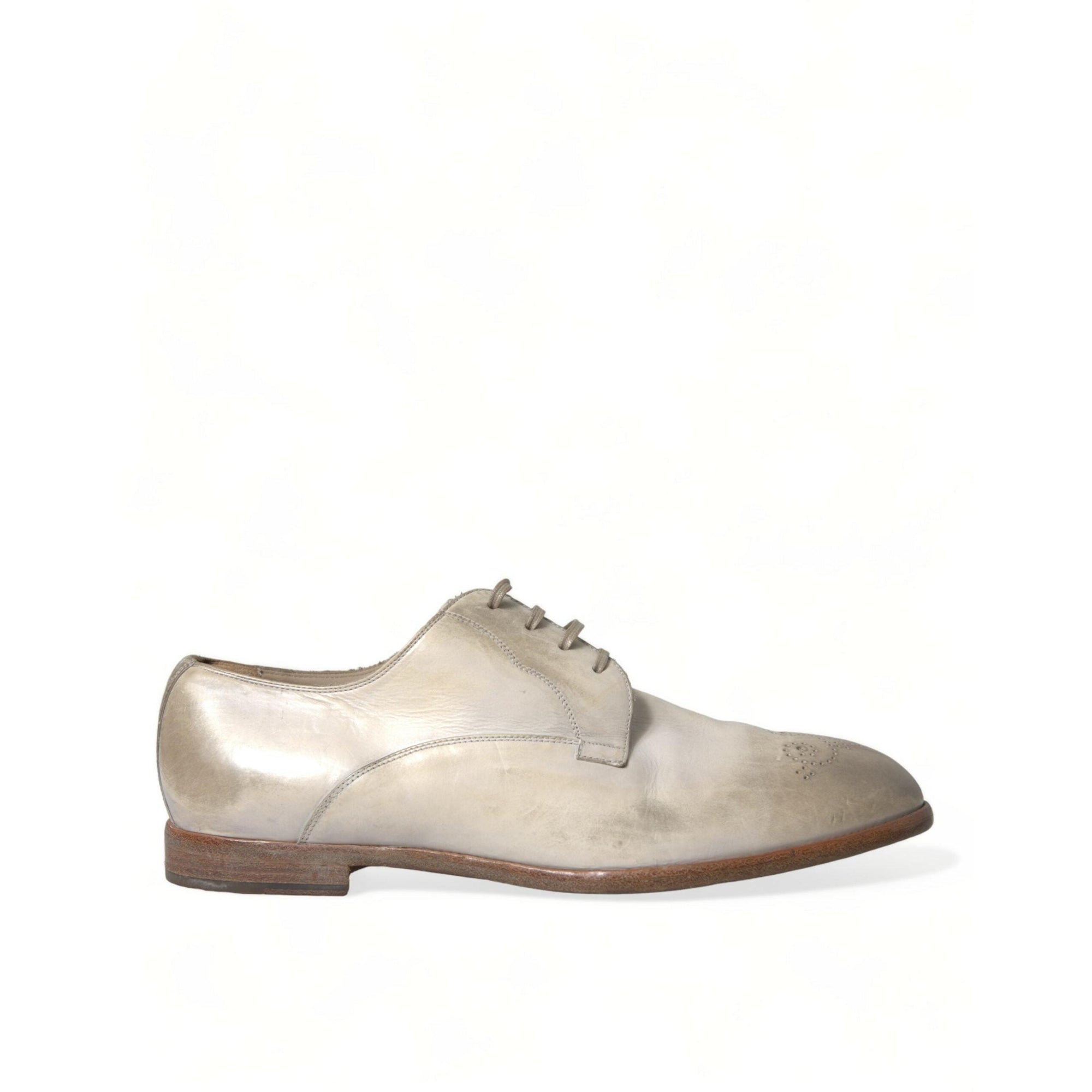 Dolce & Gabbana Elegant White Calfskin Derby Shoes