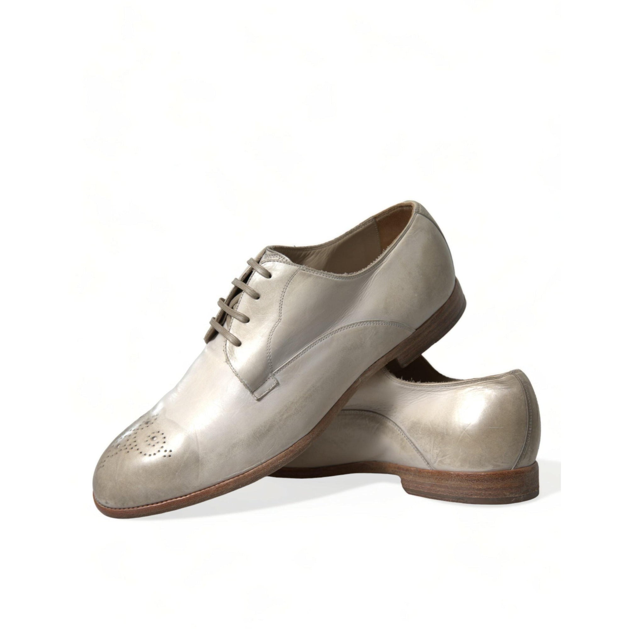 Dolce & Gabbana Elegant White Calfskin Derby Shoes