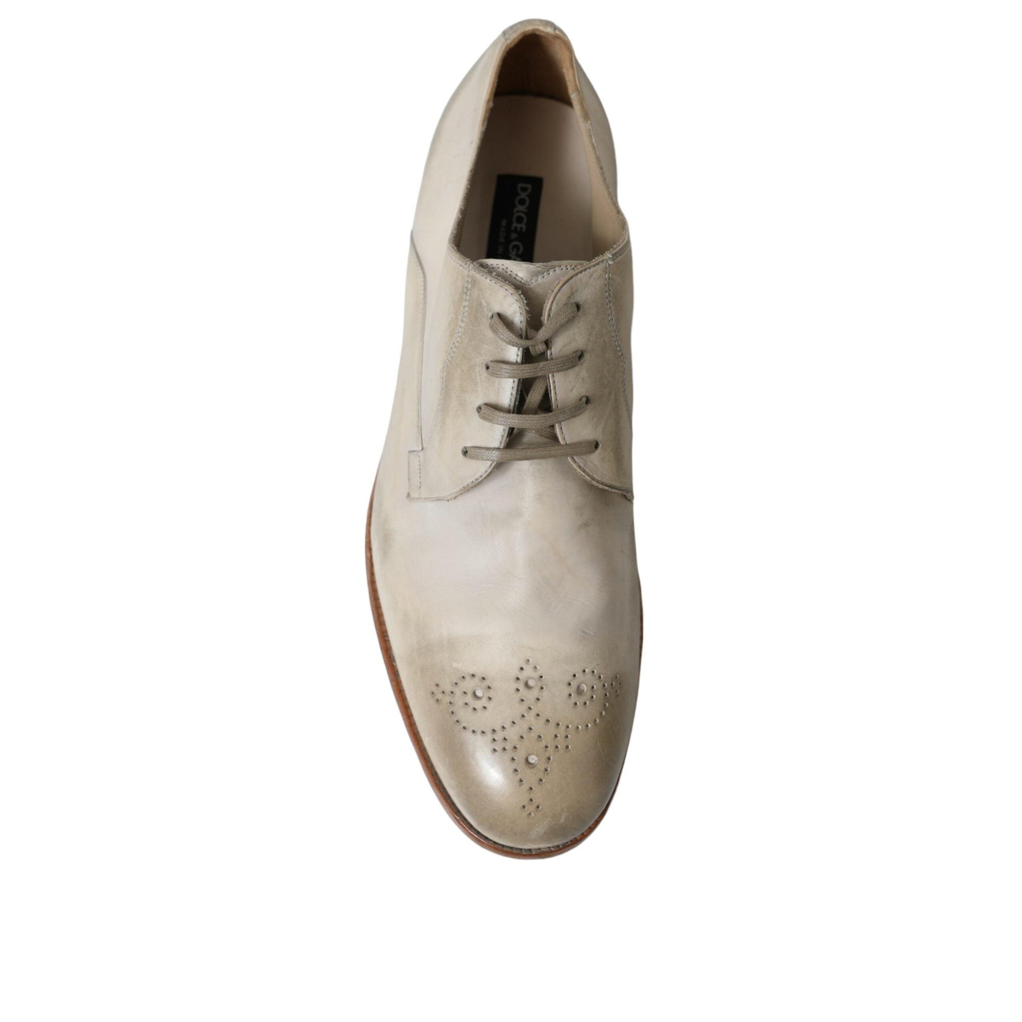 Dolce & Gabbana Elegant White Calfskin Derby Shoes