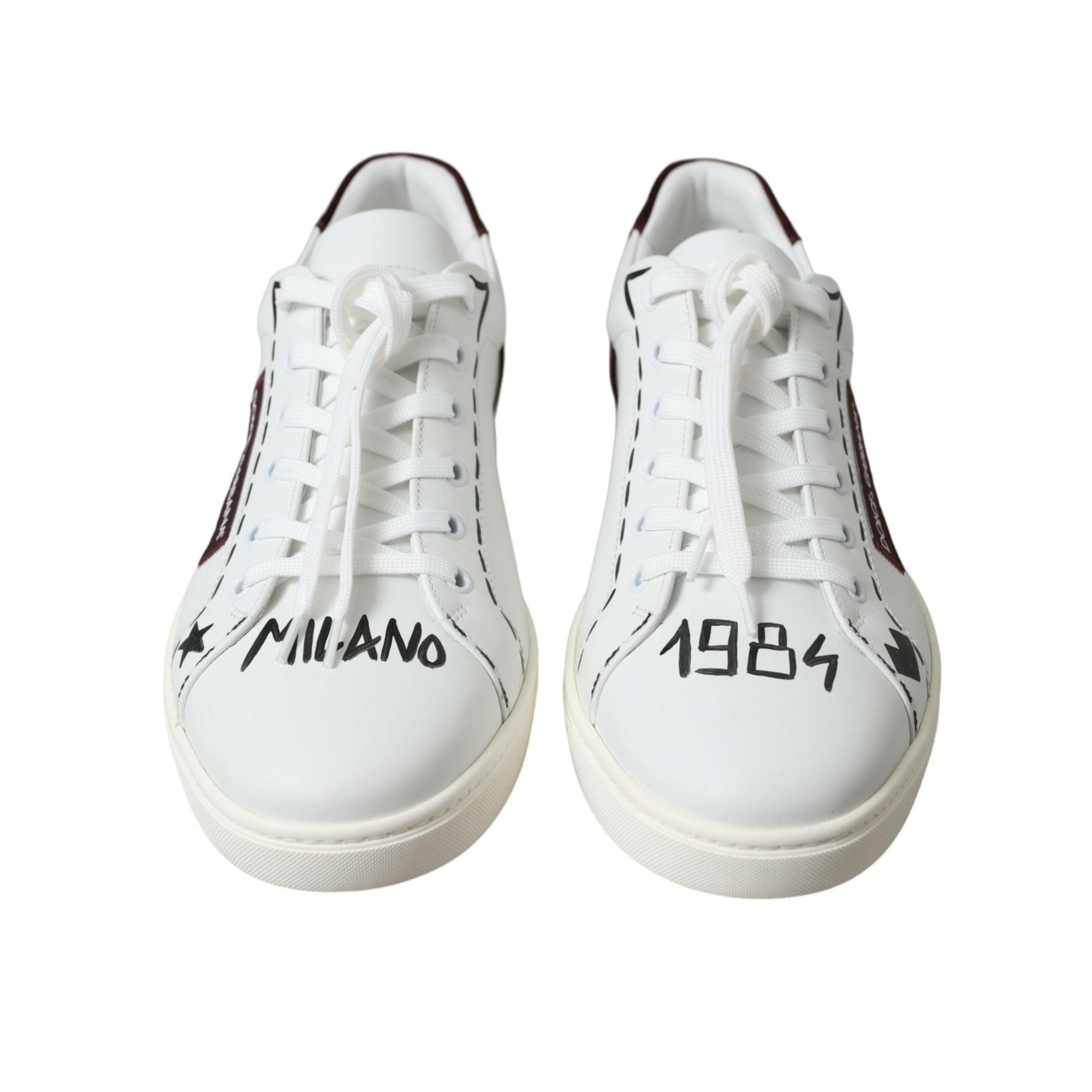 Dolce & Gabbana Exclusive White Bordeaux Low Top Sneakers
