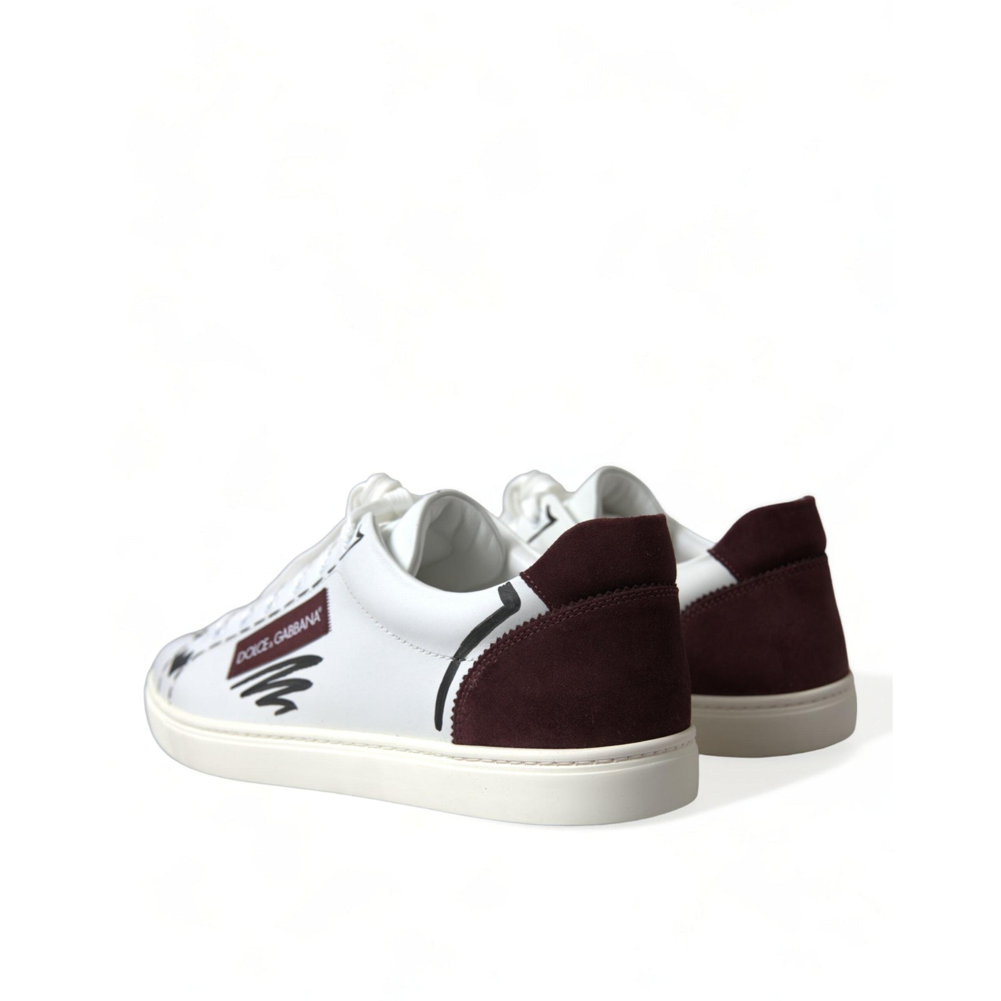 Dolce & Gabbana Exclusive White Bordeaux Low Top Sneakers