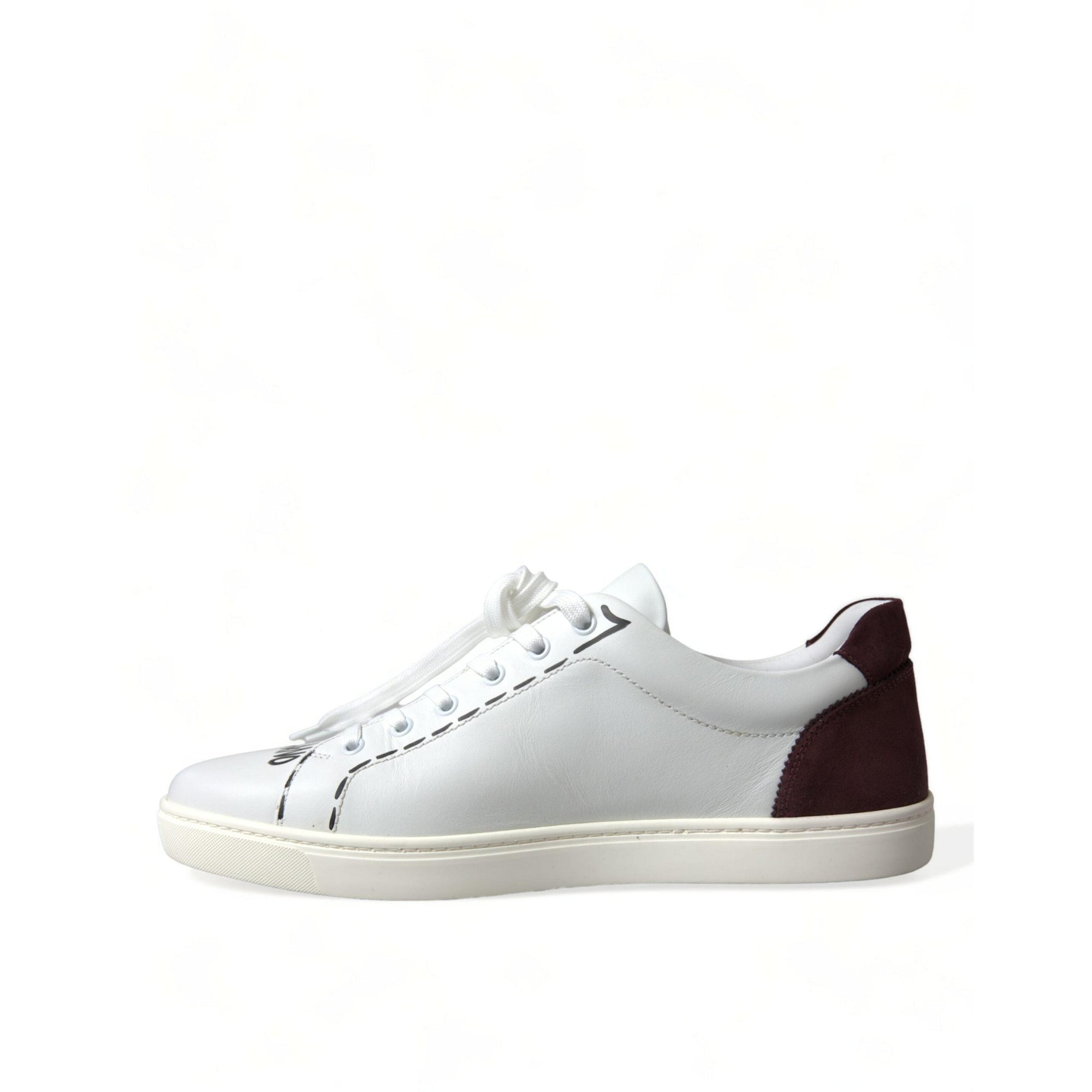 Dolce & Gabbana Exclusive White Bordeaux Low Top Sneakers