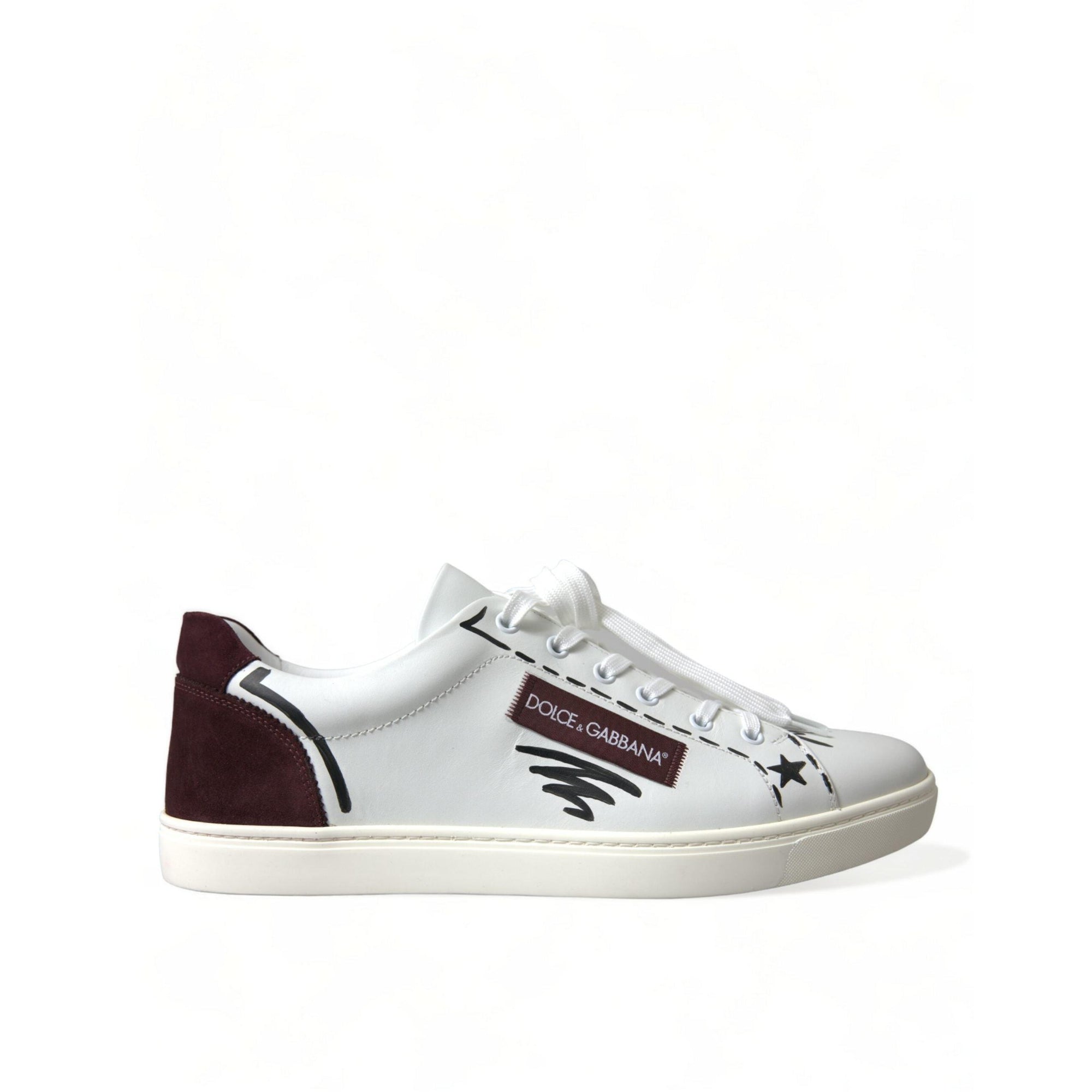 Dolce & Gabbana Exclusive White Bordeaux Low Top Sneakers
