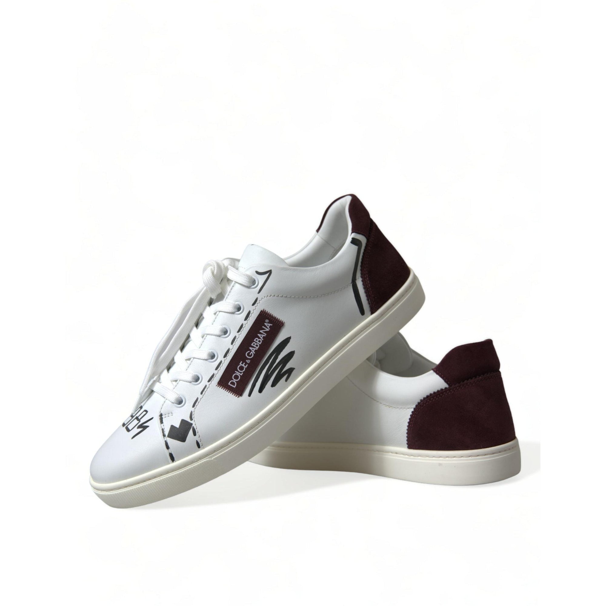 Dolce & Gabbana Exclusive White Bordeaux Low Top Sneakers