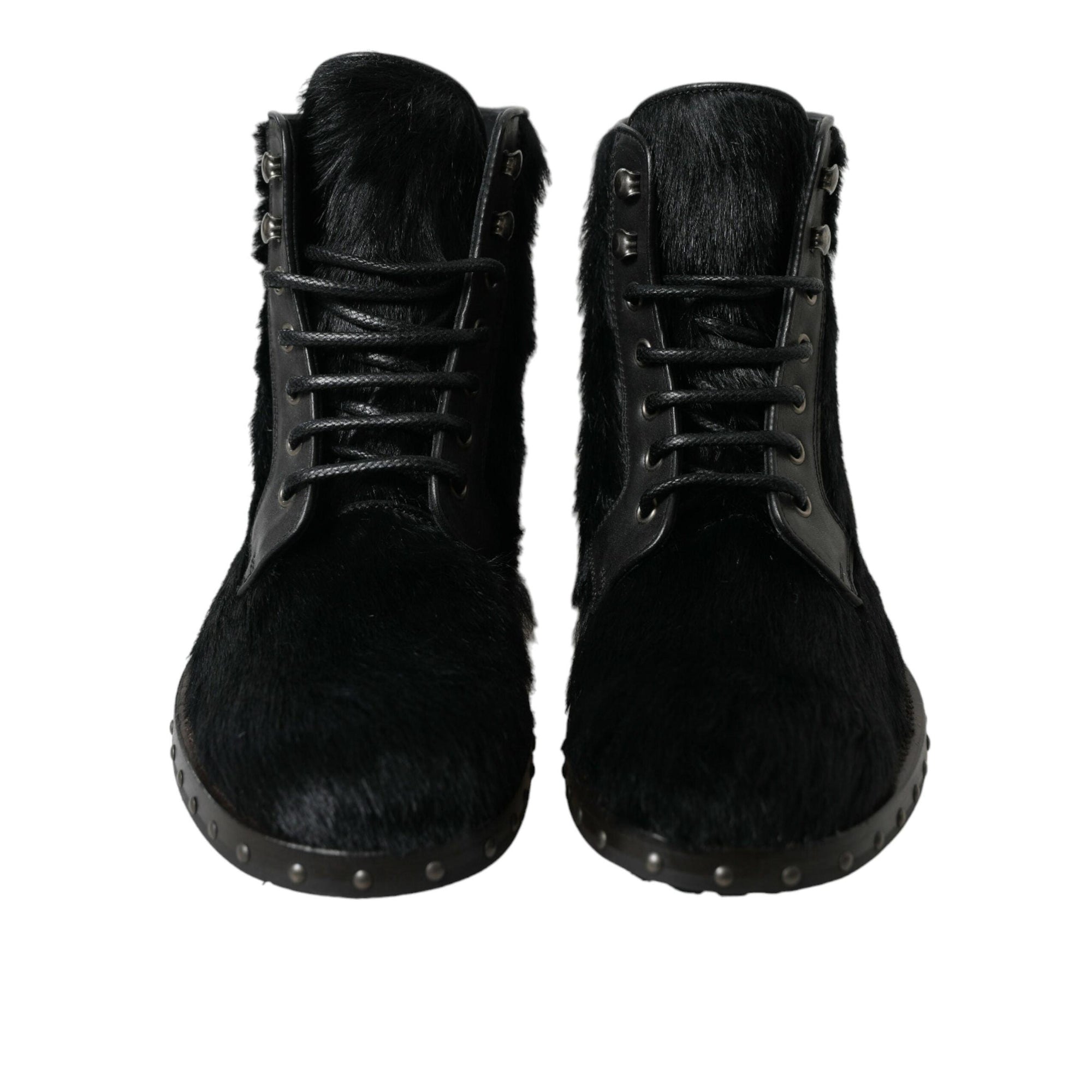 Dolce & Gabbana Elegant Black Calf Leather Lace-Up Boots