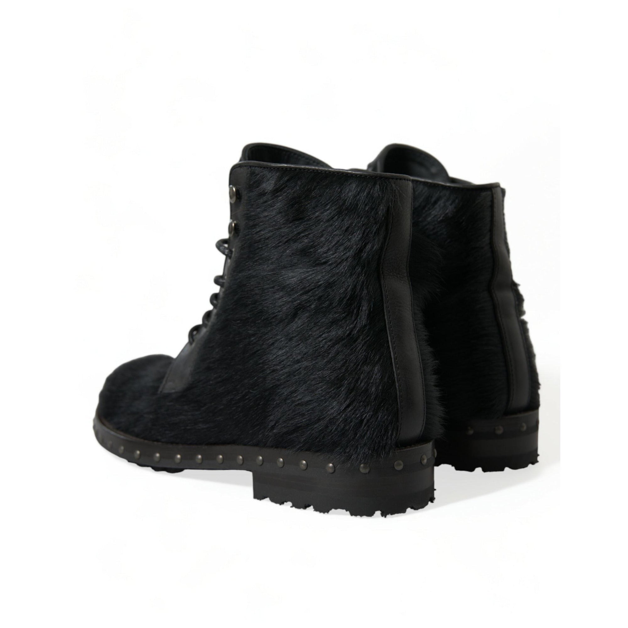 Dolce & Gabbana Elegant Black Calf Leather Lace-Up Boots