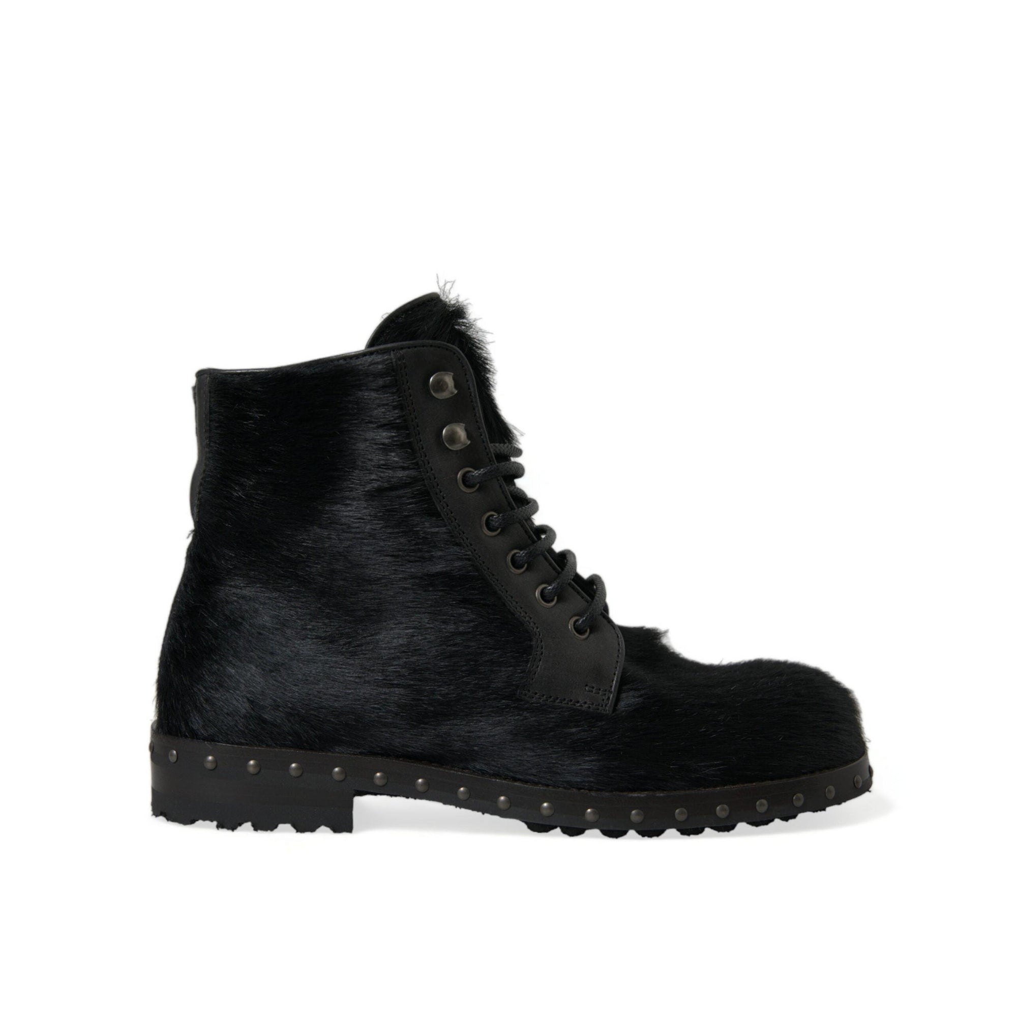 Dolce & Gabbana Elegant Black Calf Leather Lace-Up Boots
